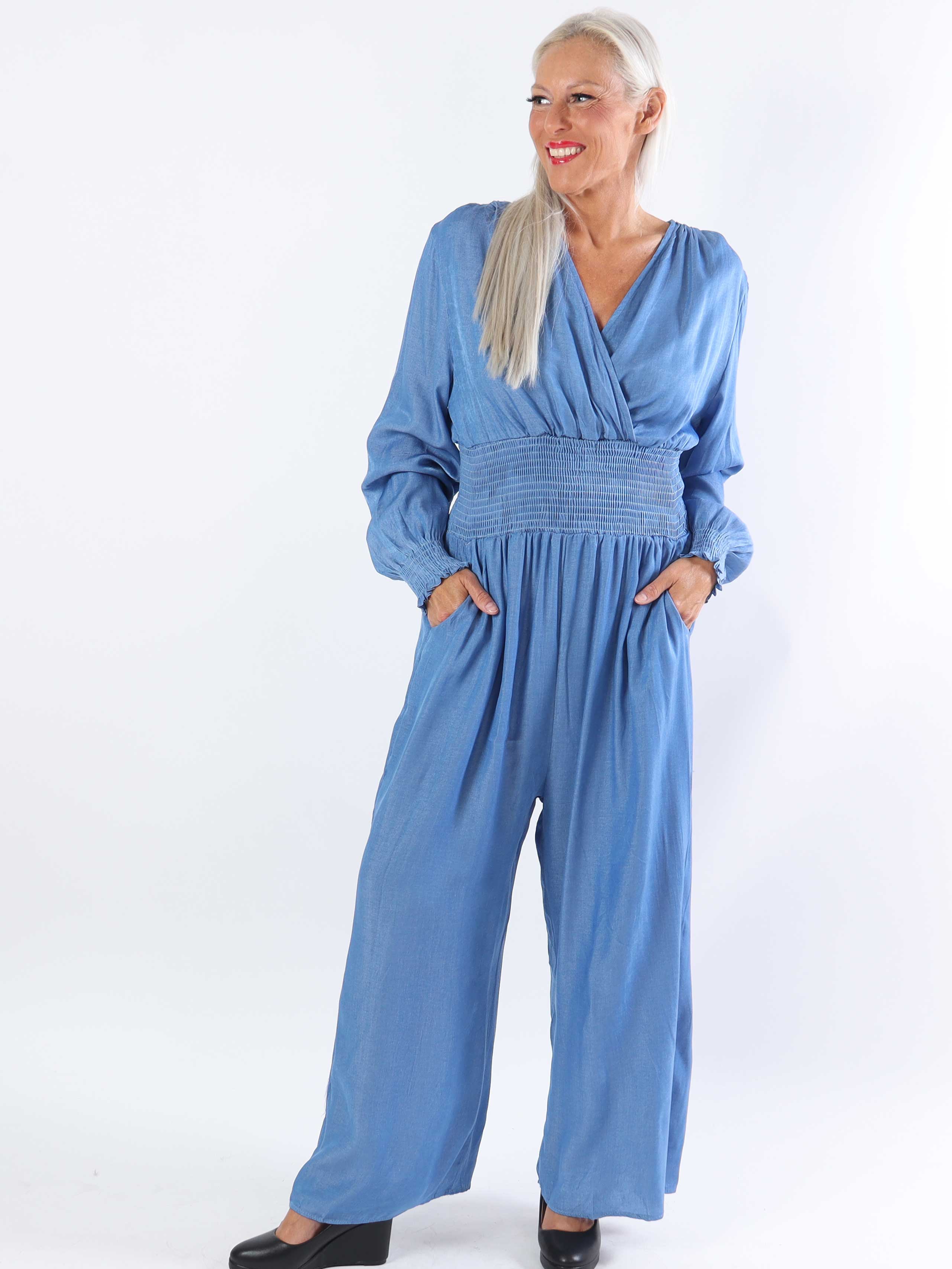 Pams Denim Jumpsuit L/S - Plus size denim jumpsuit